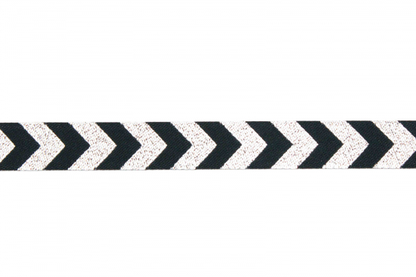 Webband Chevron schwarz/silber (1 m)